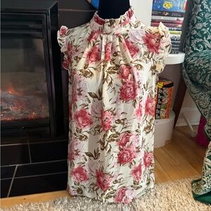 SHEIN Floral Print Top with Ruffle Detail